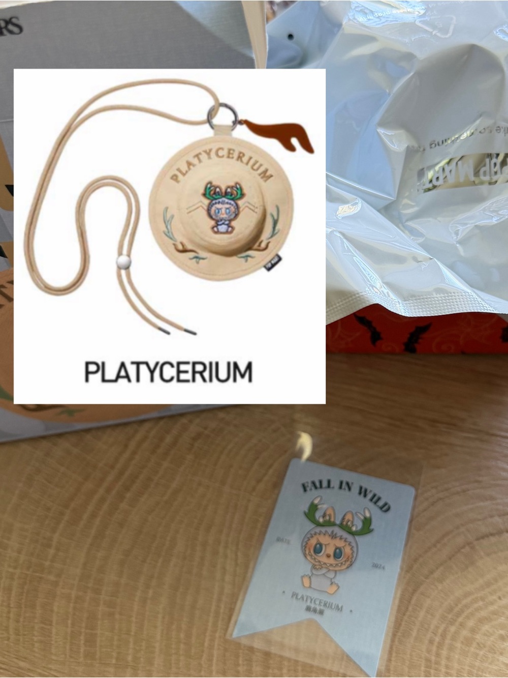 Pop Mart The Monster Labubu Fall In Wild Platycerium Bucket Hat Pouch Blind Box